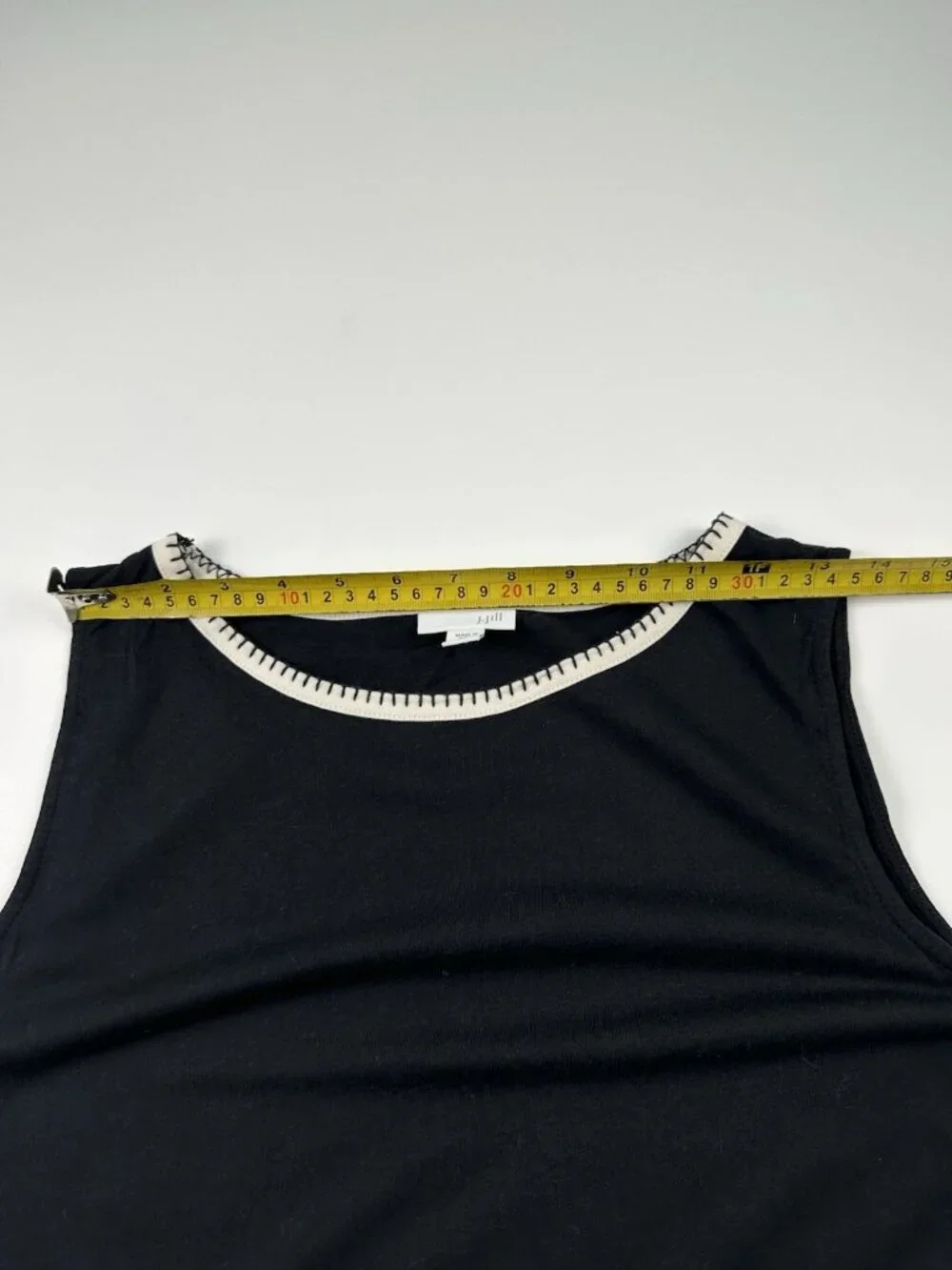 J. Jill Women’s Black Sheath Dress Crochet Hem shift Soft Modal Blend L - Picture 9 of 9